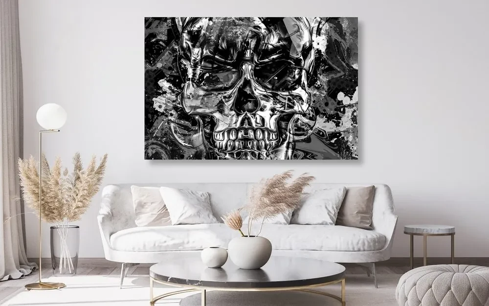 Tablou craniu de artă în design alb-negru