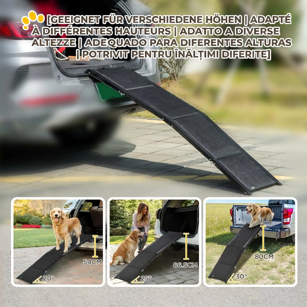 PawHut Rampă Pliabilă pentru Câini Mari, Acces Ușor în Mașină, Rampă Portabilă pentru Animale de Companie, Rezistentă | Aosom Romania