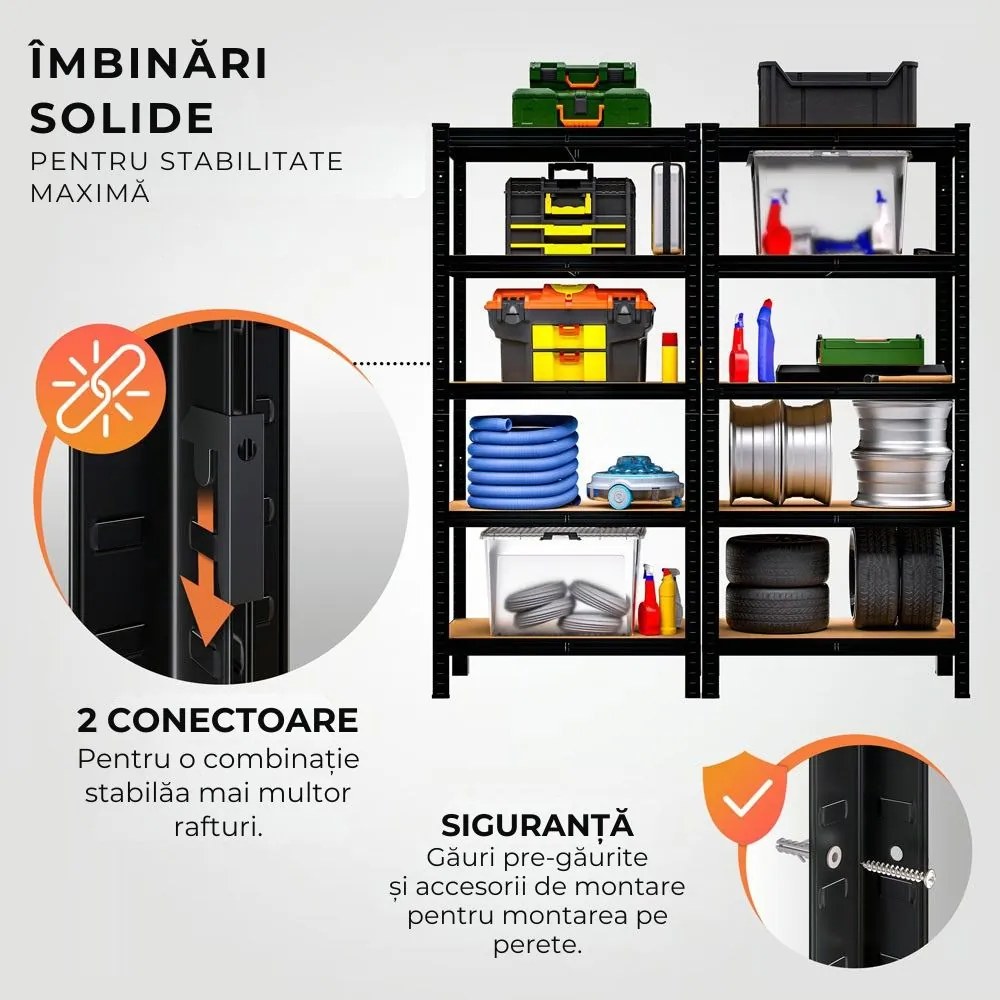 Raft cu capacitate mare HEAVY, max. 875kg, 90x40x180cm, negru Jurhan
