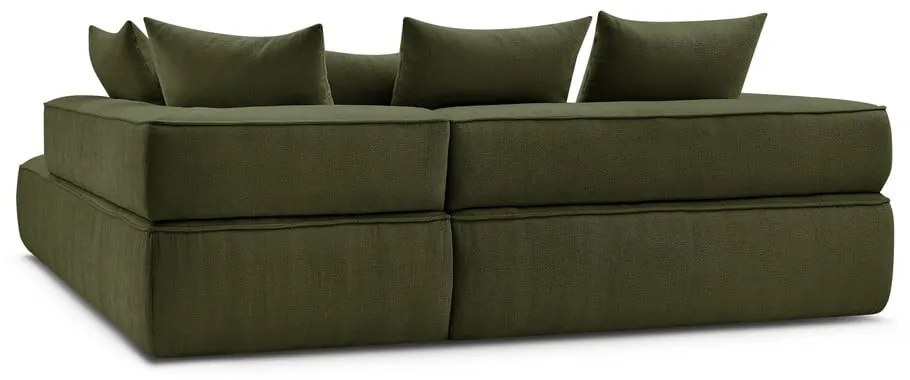 Colțar verde cu tapițerie din chenille (cu colț pe partea dreaptă/în formă de ”L”) Whesley – Bobochic Paris