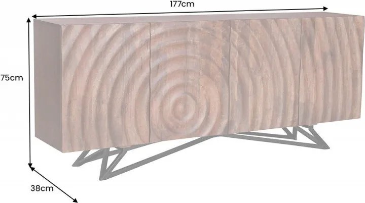 Comoda design natural industrial Zen 180cm