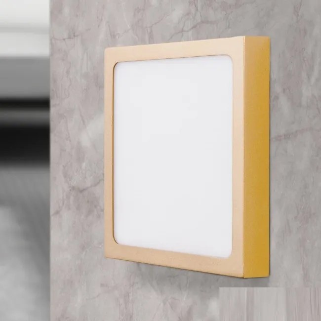 Plafoniera LED moderna design slim Lero 23x23cm auriu mat