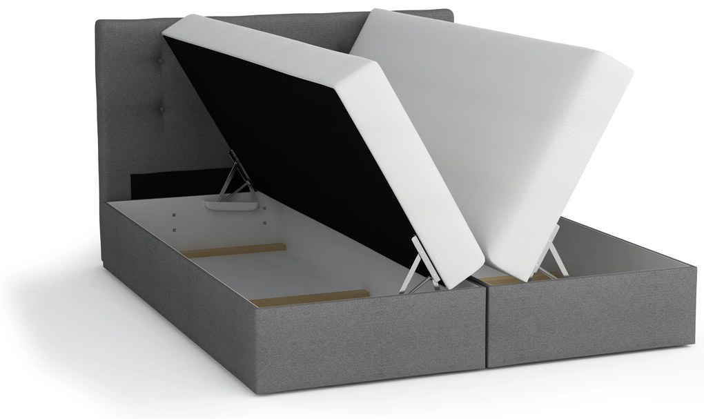 Pat matrimonial Boxspring 140 cm Flu Comfort (albastru închis) (cu saltea și sp. depozitare). 1055914