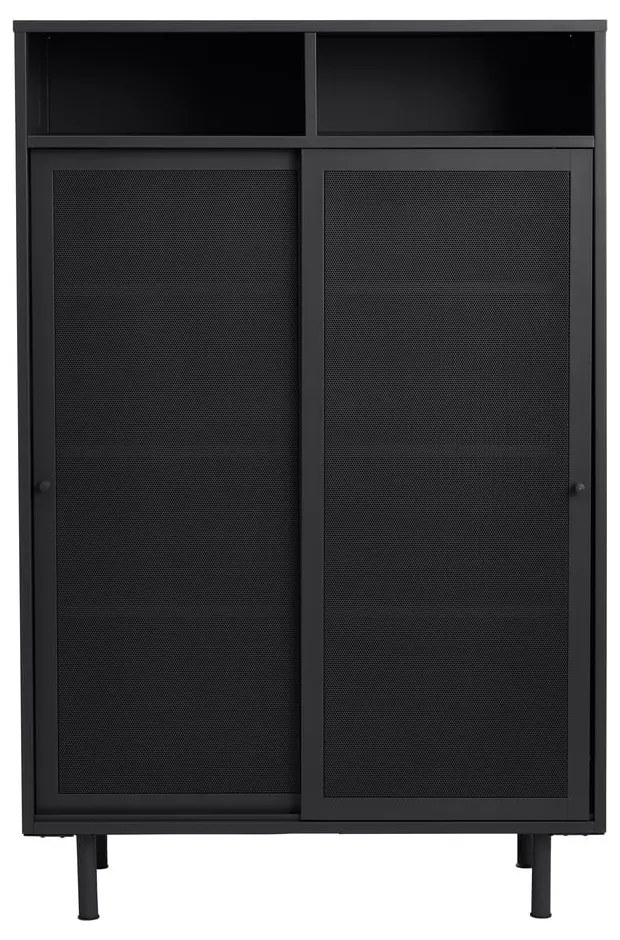 Dulap negru din metal cu ușă glisantă 90x140x40 cm Veep – Unique Furniture