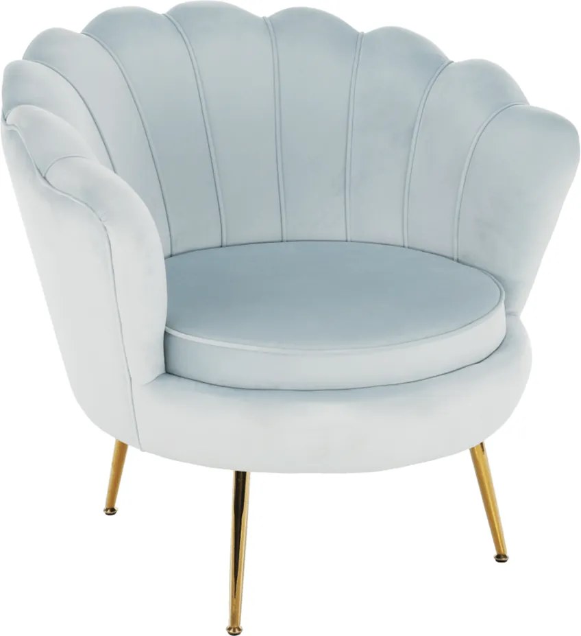 Fotoliu în stil Art-deco, catifea Velvet gri-albastru/crom auriu, NOBLIN