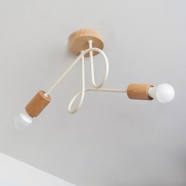 Lustru aplicat OXFORD 2xE27/15W/230V lemn de pin/crem