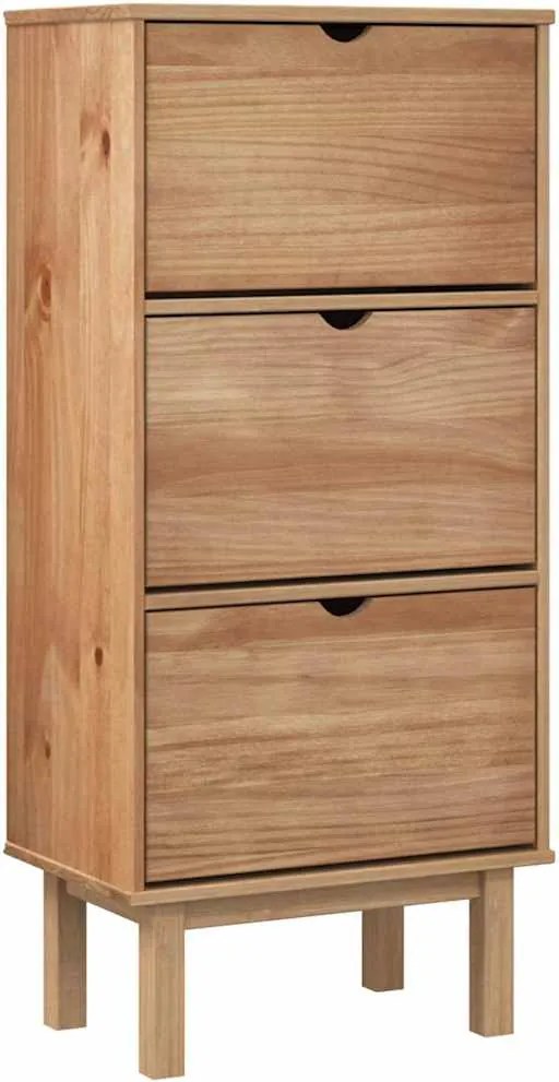 vidaXL Pantofar „OTTA” cu 3 sertare, maro, lemn masiv de pin