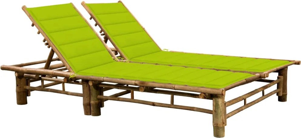 vidaXL Șezlong de 2 persoane, cu perne, bambus
