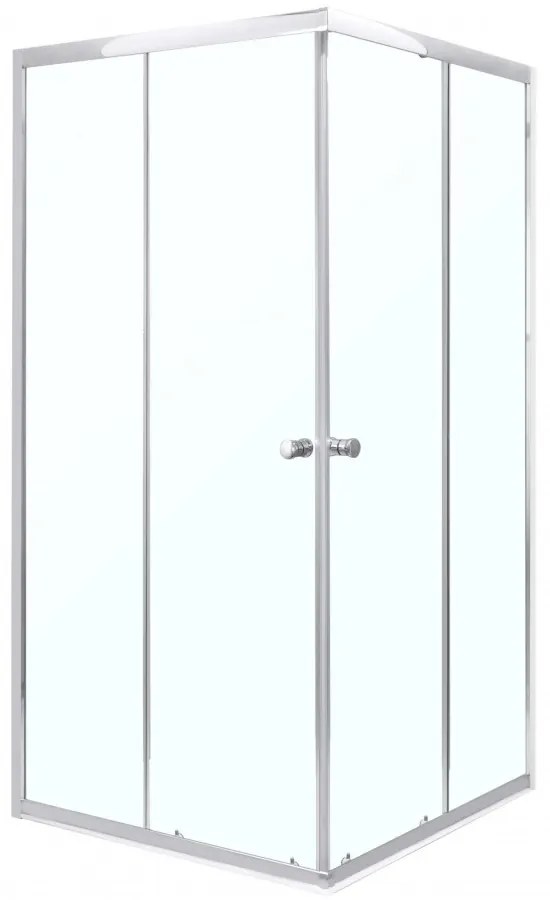 Cabină de duș pătrată Olga SQ 90x90 cm fără cădiță de duș - profil cromat, sticlă transparentă
