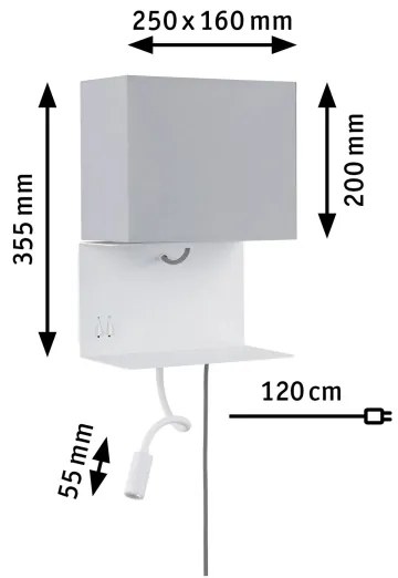 Paulmann 78913 - Aplica de perete MERANI 230V, LED/2,5W + 1xE27/40W cu port USB