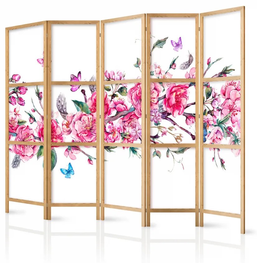 Paravan japonez - Japanese Style: Flowers and Butterflies II [Room Dividers]