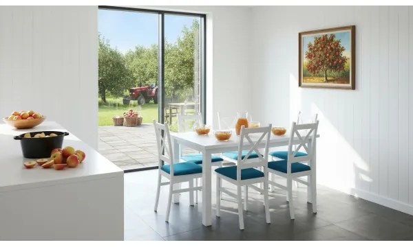 Masă extensibilă de dining LIAM albă