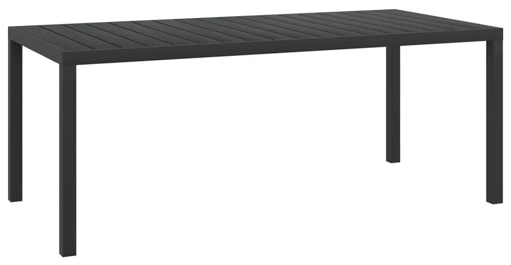 vidaXL Masă de grădină, negru, 185 x 90 x 74 cm, aluminiu și WPC