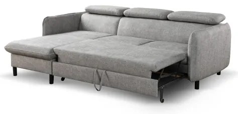 Colțar extensibil NISA, în formă de L, cu spațiu de depozitare, gri, orientare stânga