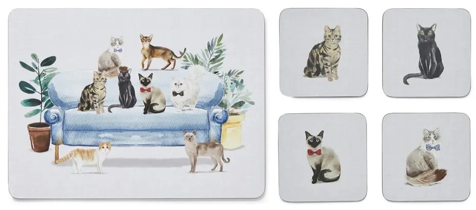 Set cu suporturi farfurii și coasters 8 buc. Curious Cats – Cooksmart ®