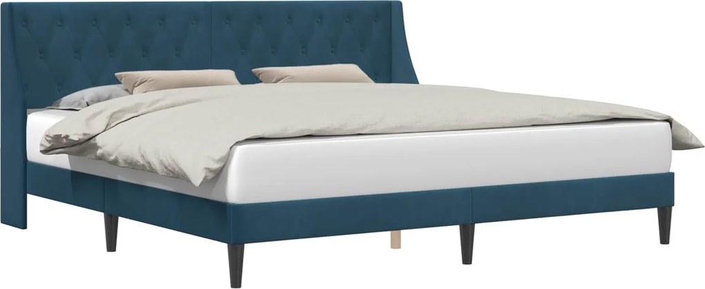 vidaXL Cadru de pat cu headboard albastru 200 x 200 cm Catifea