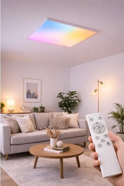 Panou LED RGBW dimabil 24W/230V, alb + telecomandă