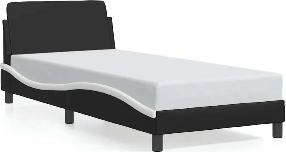 vidaXL Cadru de pat, Dover, alb/negru, 80x200 cm, piele ecologică