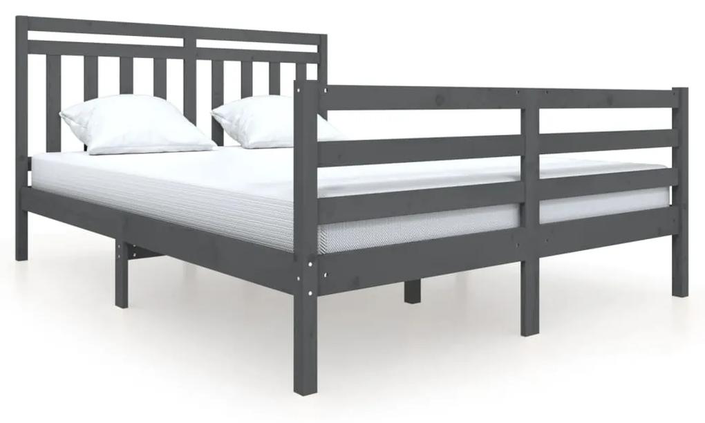 3100666 vidaXL Cadru de pat, gri, 160x200 cm, lemn masiv