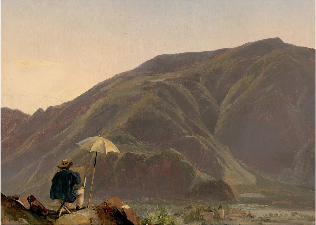 Tablou - Jules Coignet, View of Bozen with a Painter, reproducere (70x50 cm)