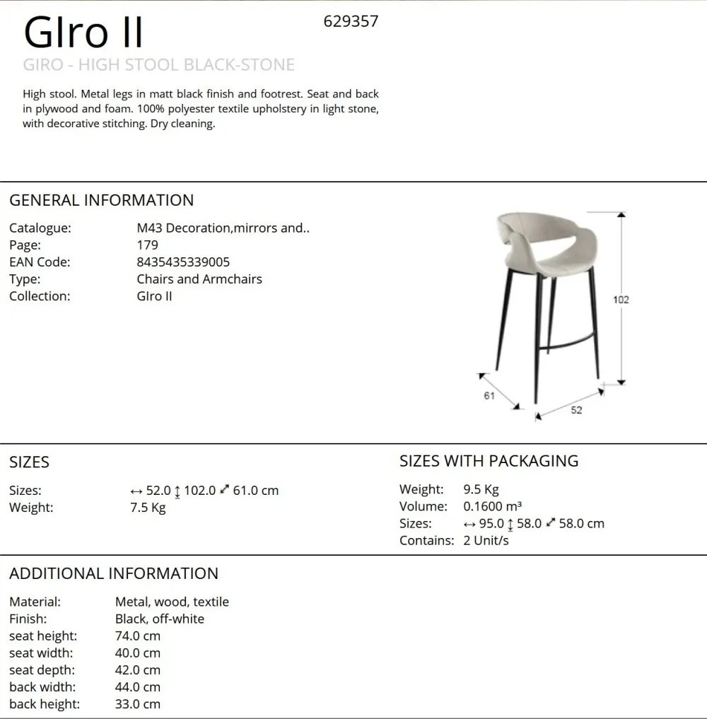 Scaun de bar design elegant Giro II