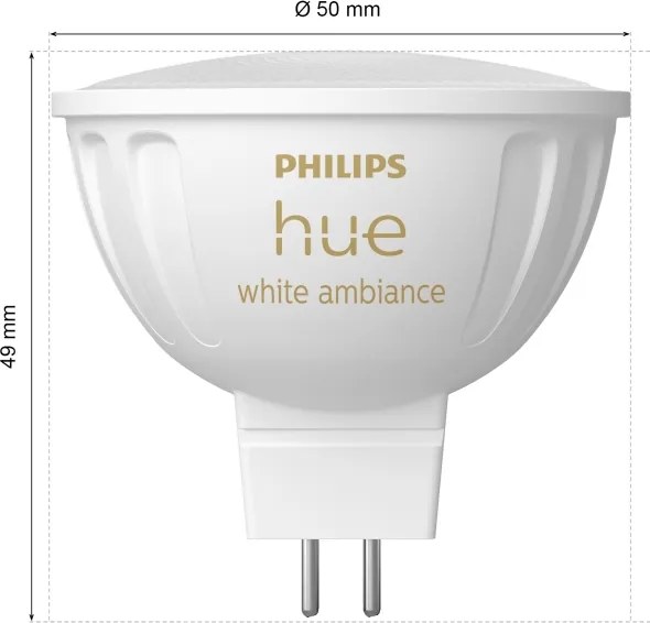 Set de 4 becuri LED dimabile Philips Hue WA GU5,3/MR16/5,1W/12V 2200-6500K