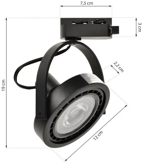 Spot pentru sistem pe șine LUGAR 1xAR111 LUGAR 1xAR111 - GU10/25W/230V