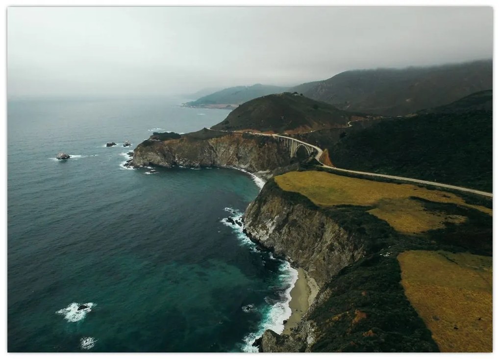 Tablou pe sticlă - Stânci în ocean (70x50 cm)