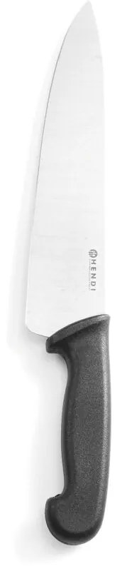 Cutitul bucatarului certificat igiena HACCP, Hendi, lungime lama inox 24 cm, grosime lama 2.5 mm, lungime cutit 38.5 cm, maner ergonomic negru
