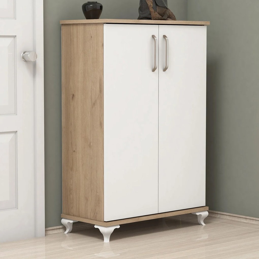 Comodă pentru pantofi Asta - Walnut, White
