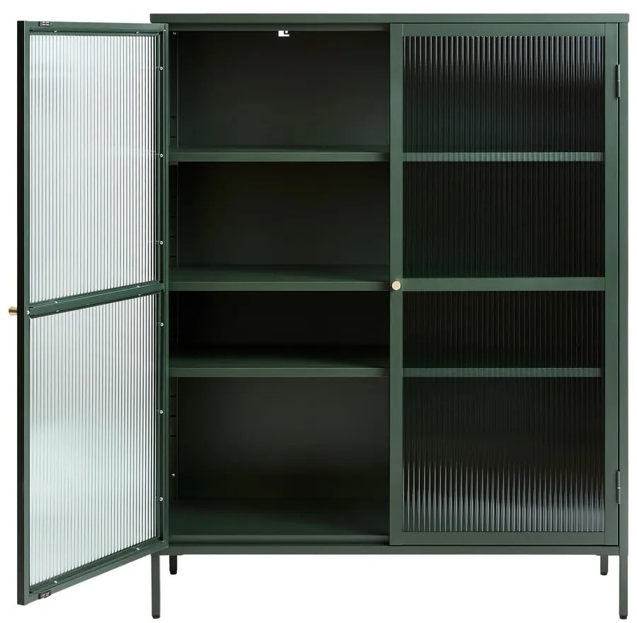 Vitrină din metal Unique Furniture Bronco, înălțime 140 cm, verde