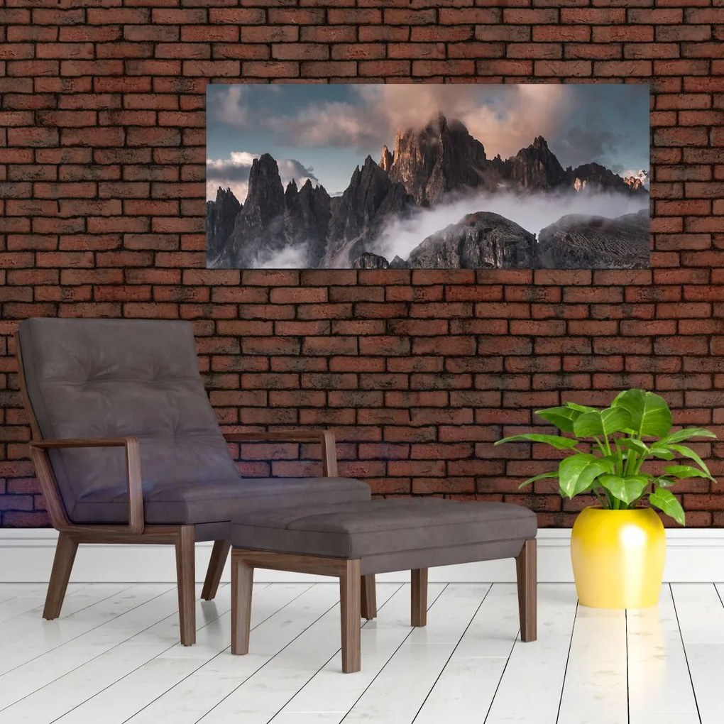 Tablou - Dolomiți Italieni ascunși în ceață (120x50 cm)