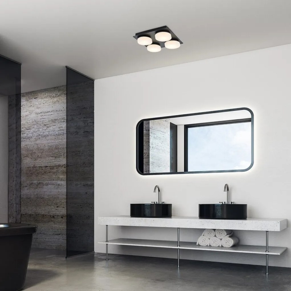Plafoniera LED pentru baie design modern IP44 Attichus negru, alb 28x28cm