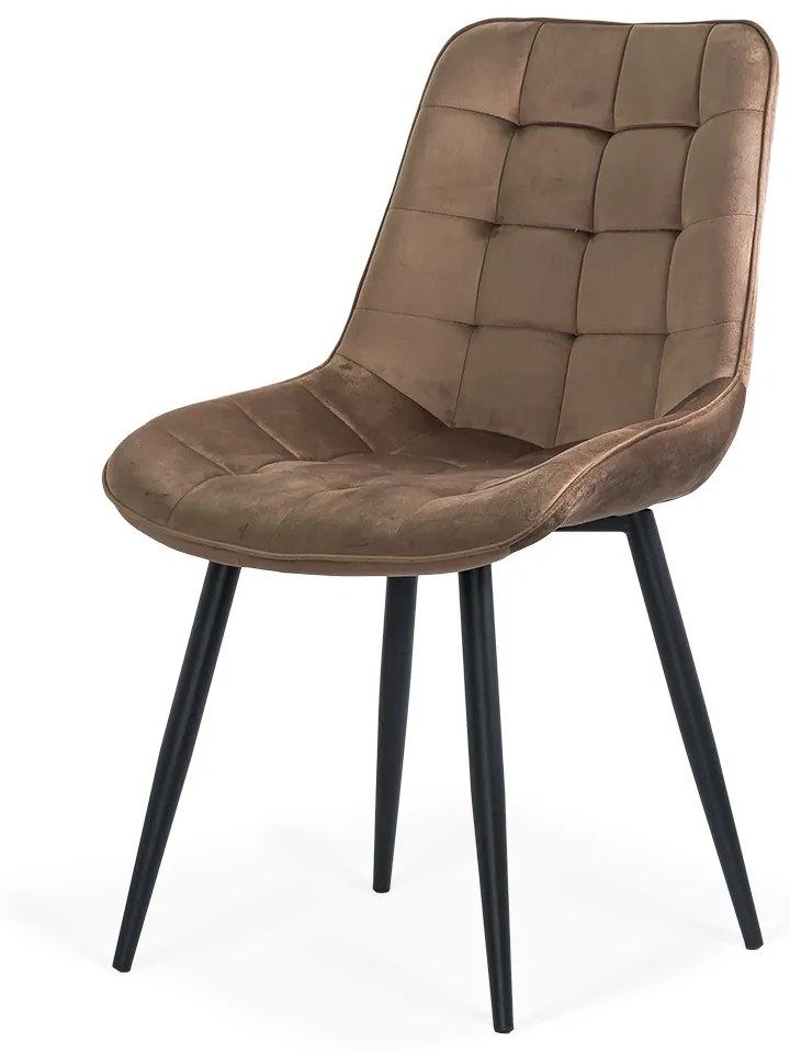Scaun living elegant din catifea cu bază metalică BUC 206 maro