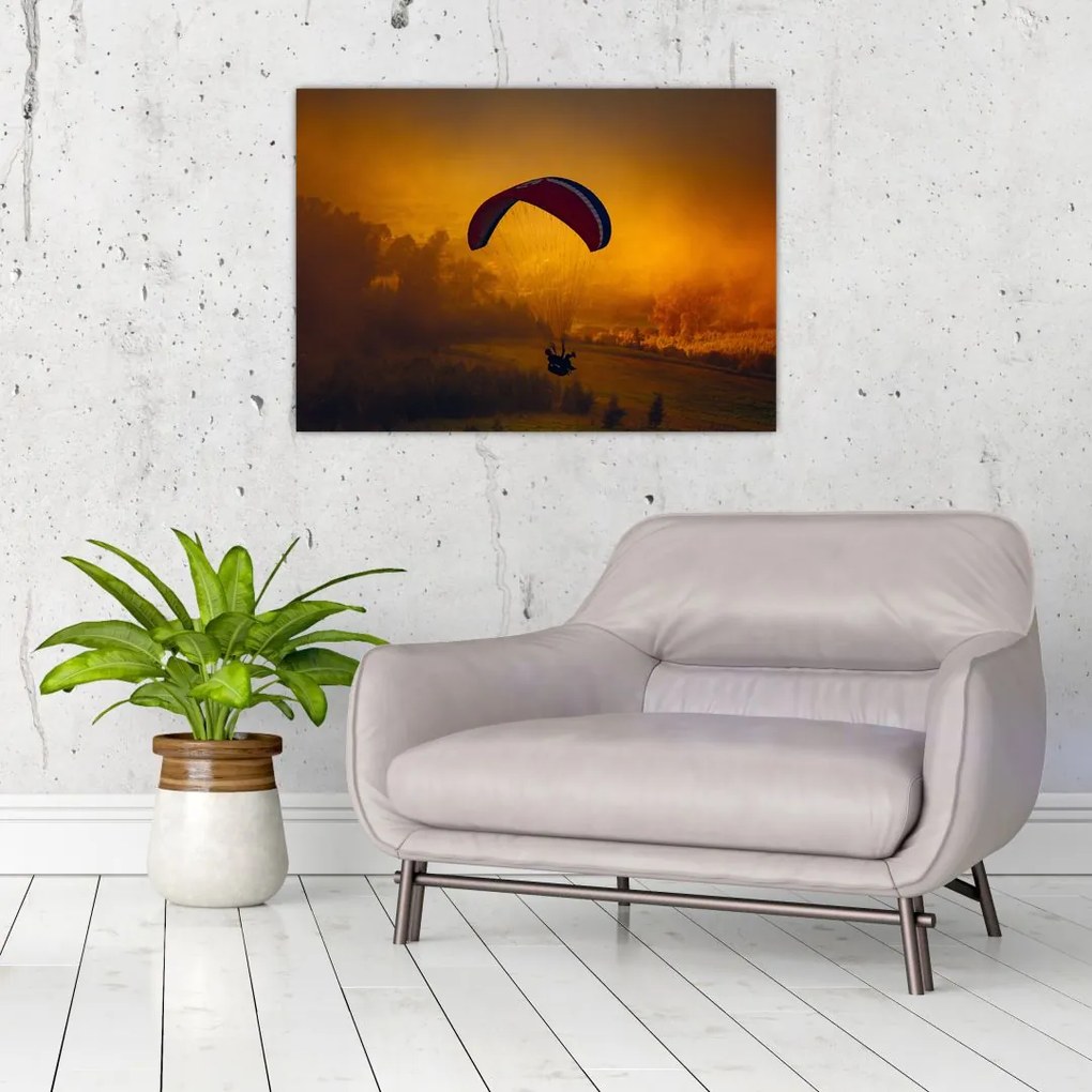 Tablou cu parașutistul în apus de soare (70x50 cm)