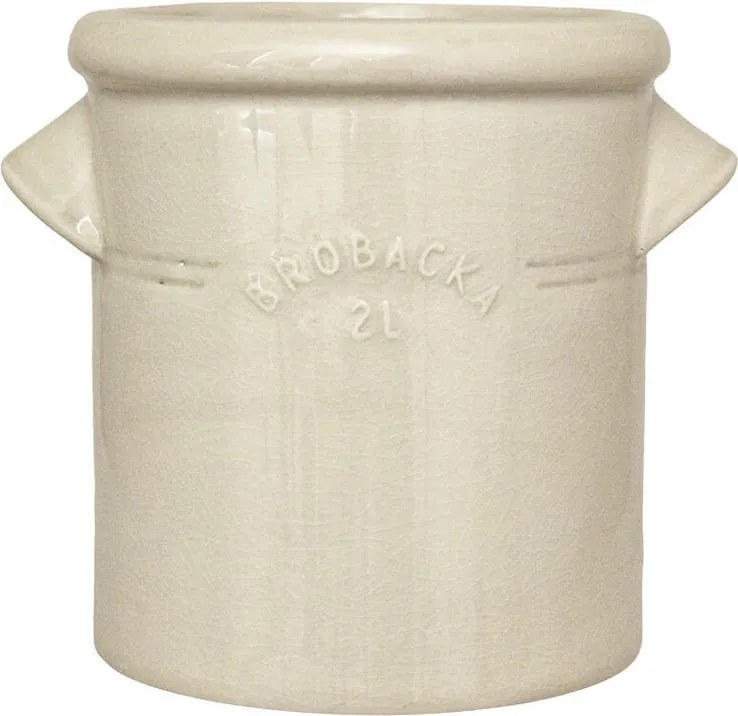 Ghiveci din ceramică glazurată manual 2L alb crem, „Brobacka"