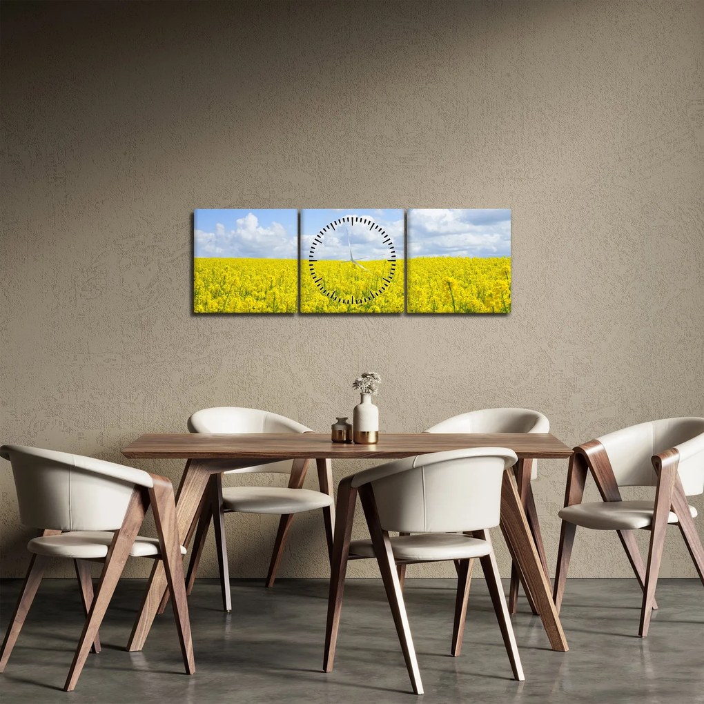 Tablou - Câmp galben (cu ceas) (90x30 cm)