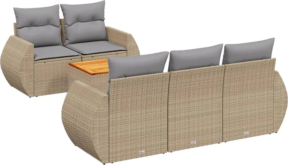 vidaXL Set canapele de grădină cu perne, 6 piese, bej, poliratan