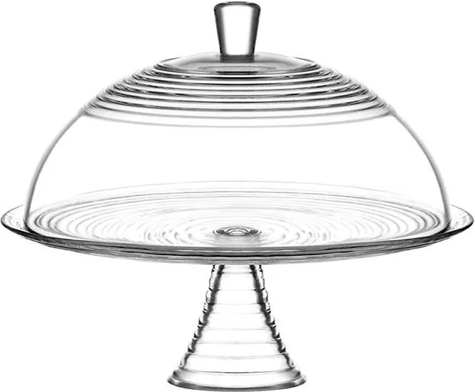 PLATOU SERVIRE,ROTUND,CU CAPAC SI PICIOR,TRANSPARENT,STICLA