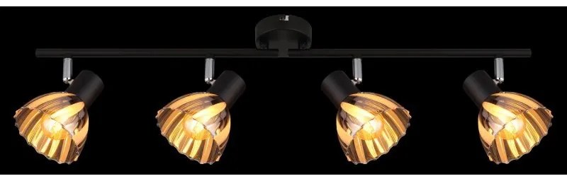 Plafoniera metal negru sticla fumurie ZACHERY 4L