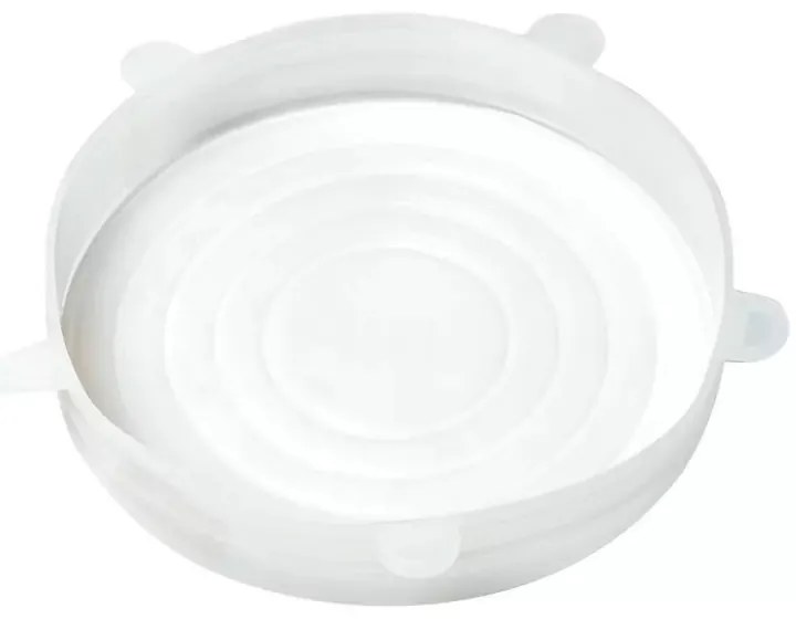 Set 6 capace din silicon Kinghoff KH 1902, -40 pana la 230°C, Etanse, Reutilizabile, Universale, Transparent