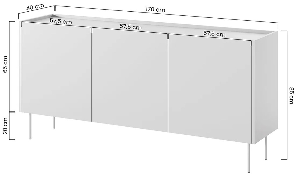 Comodă Desin 170 3U - negru mat / Stejar nagano