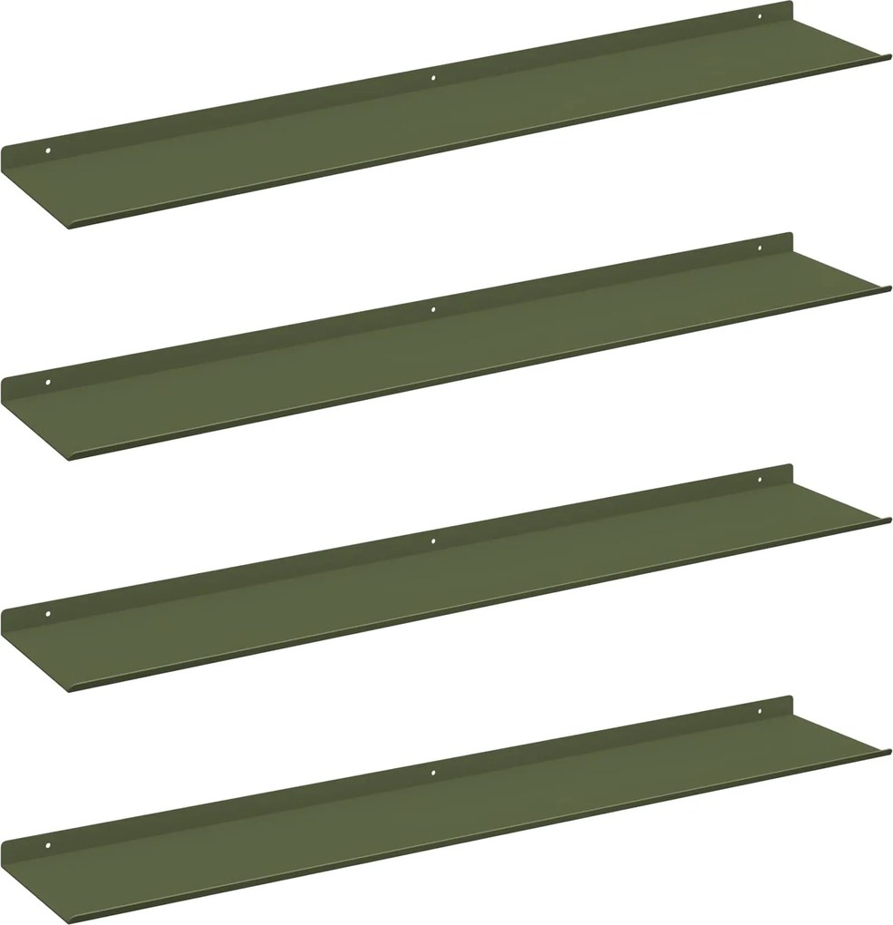 vidaXL Raft suspendat 4 pcs Verde măsliniu 100 x 18 x 2,5 cm Oțel