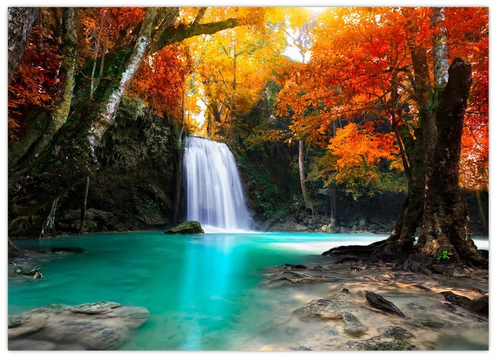 Tablou pe sticlă - Laguna de Smarald (70x50 cm)