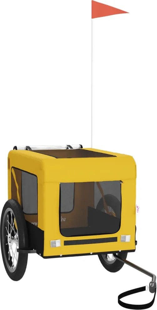 vidaXL Remorcă bicicletă animale companie galben/negru oxford/fier