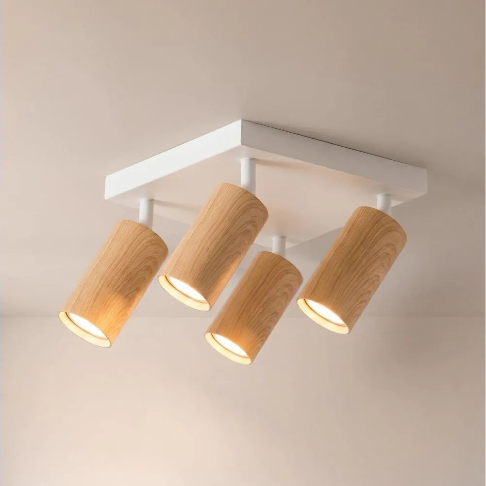 Brilagi - Spot SELE SQUARE 4xGU10/30W/230V alb/decor stejar
