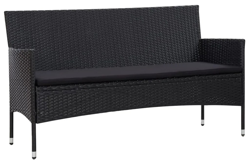 45891 vidaXL Set mobilier de grădină cu perne, 4 piese, negru, poliratan