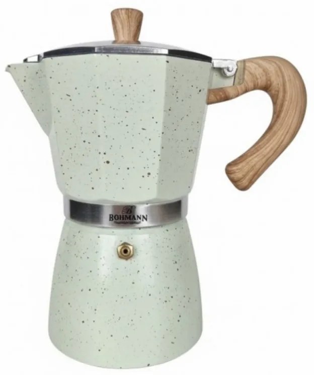 Cafetiera moka Bohmann BH 9303, 150 ml, 3 cesti, Supapa de siguranta, Aluminiu, Bej