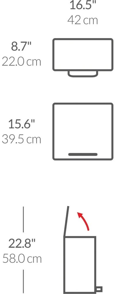 Simplehuman Mini coș de gunoi cu pedală pentru deșeuri sortate 15 l, oțel inoxidabil mat