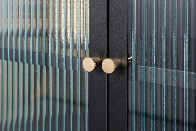 Vitrina moderna din metal si sticla Paris 180cm negru